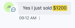 Client text: yes I just sold $1,200